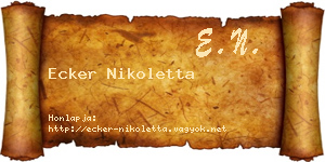 Ecker Nikoletta névjegykártya